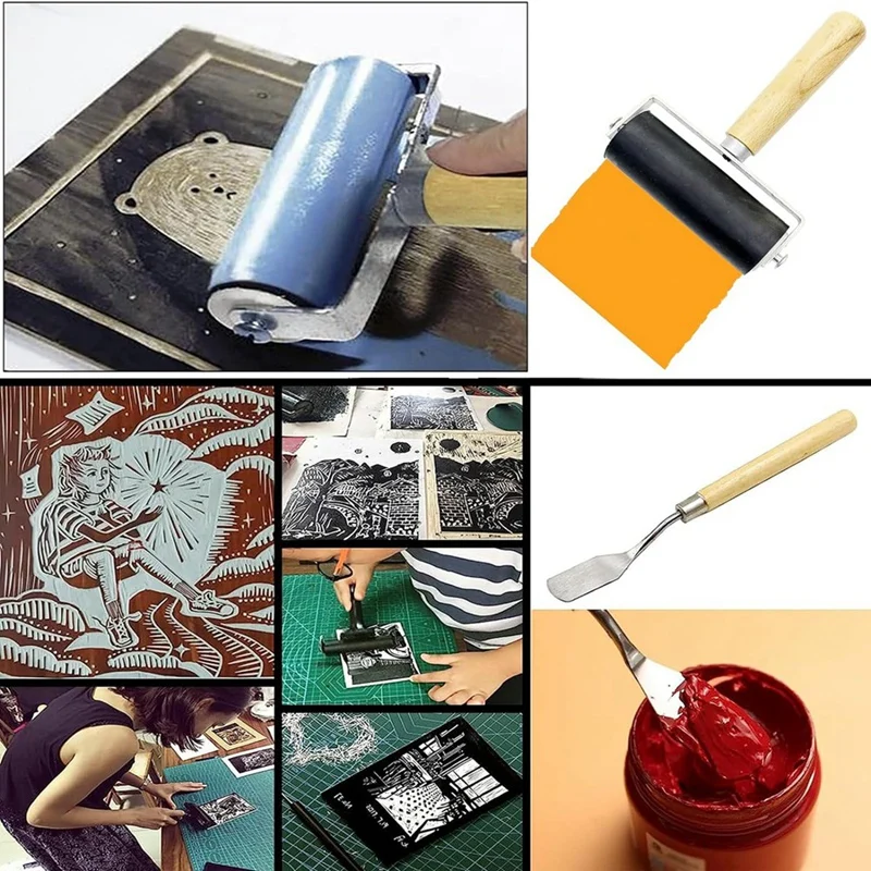 8 Pack Rubber Roller - Brayer Rollers With 3 Size For Crafting Brayer Rollers For Printmaking Brayer Tool