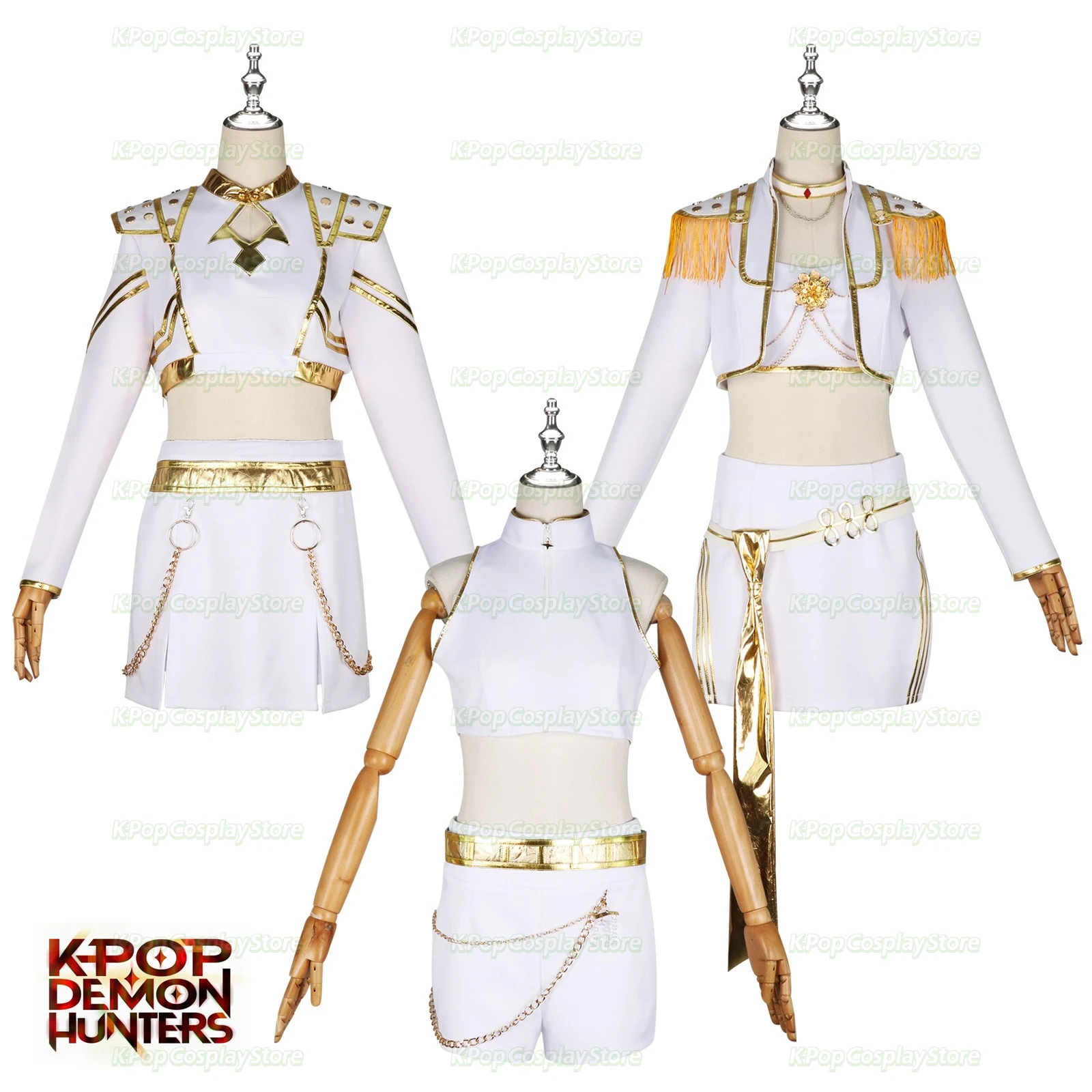 

Demon Hunters Zoey Rumi Mira Cosplay Costume Wig White Coat Skirt Accessories Props For Women Girls Huntrix K-pop Role Playing