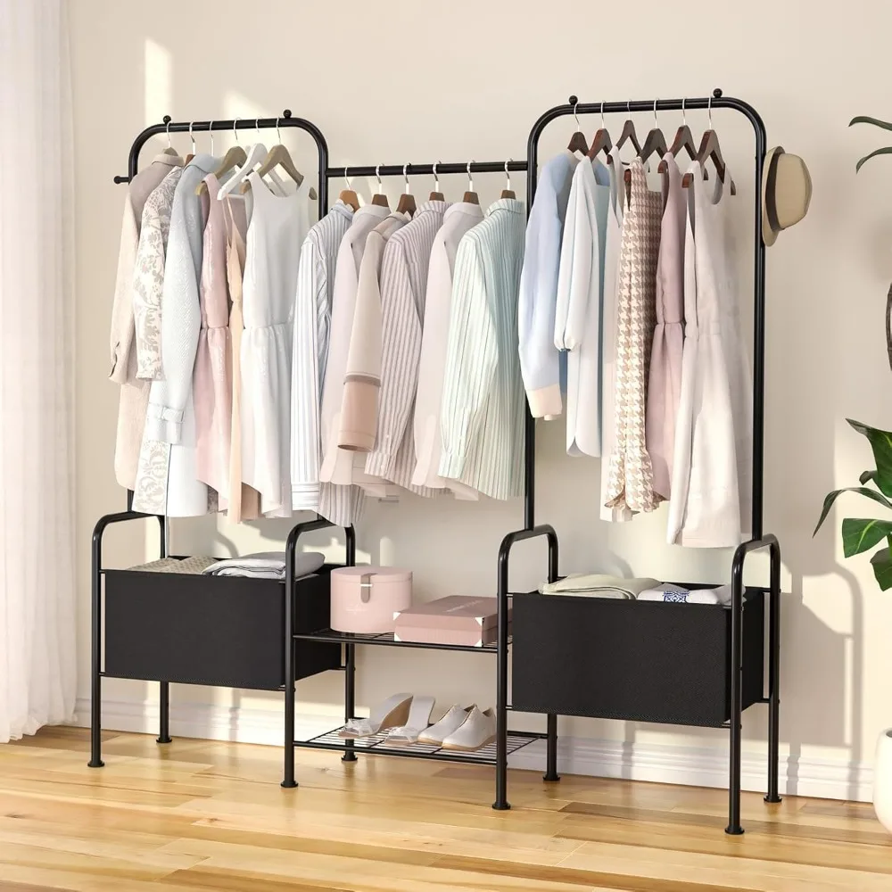 

Vilaxing Heavy Duty Garment Rack,Freestanding Cloth Holder for Hanging Clothes,Large Capacity Open Wardrobe Organizer, free Clos