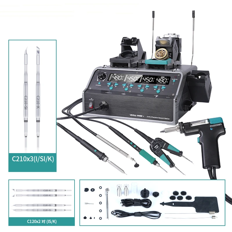 

YIHUA 948D-V All-in-One Soldering System | 490W Fast Heating | Hot Air + Iron + Vacuum Pen | Digital Control
