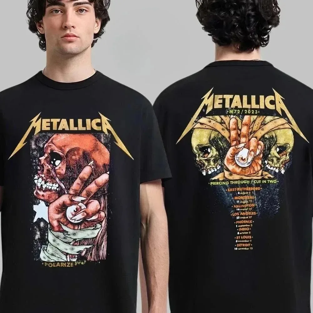 Metallica 72 Seasons Album y camiseta gráfica de la gira 2023 – Front Album Art & Back Tour Schedule Ropa de algodón con estampado para Metallica