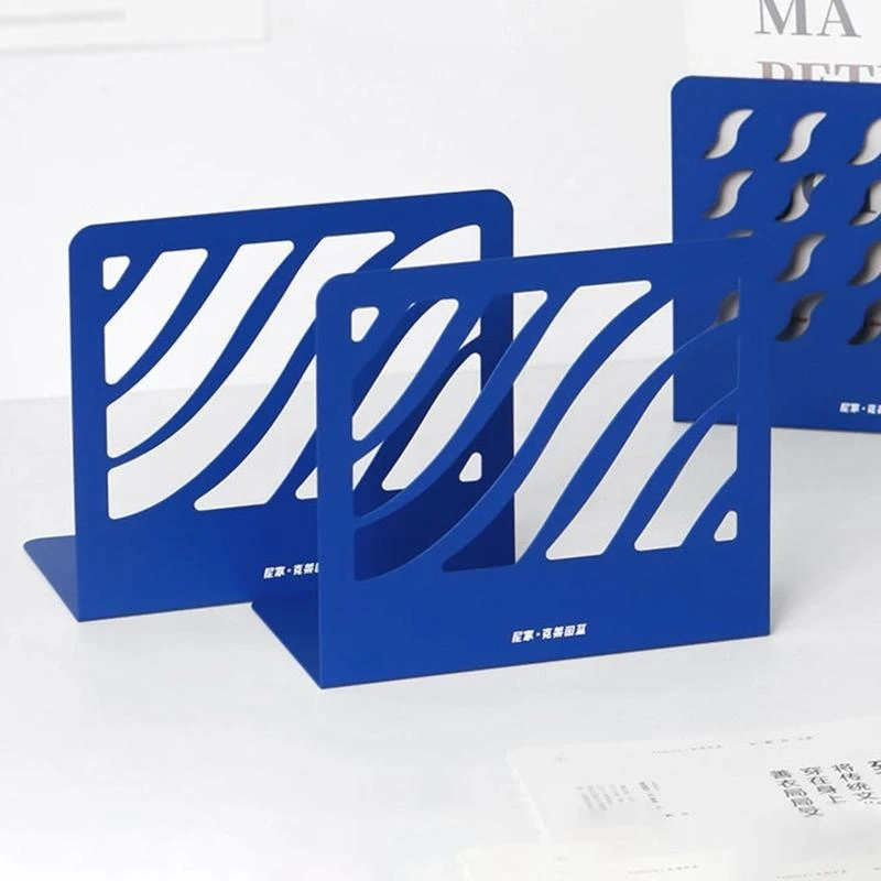 W89C 2 Anti Slip Book Stand Holder Metal Bookends Supports Save Space for Desktop