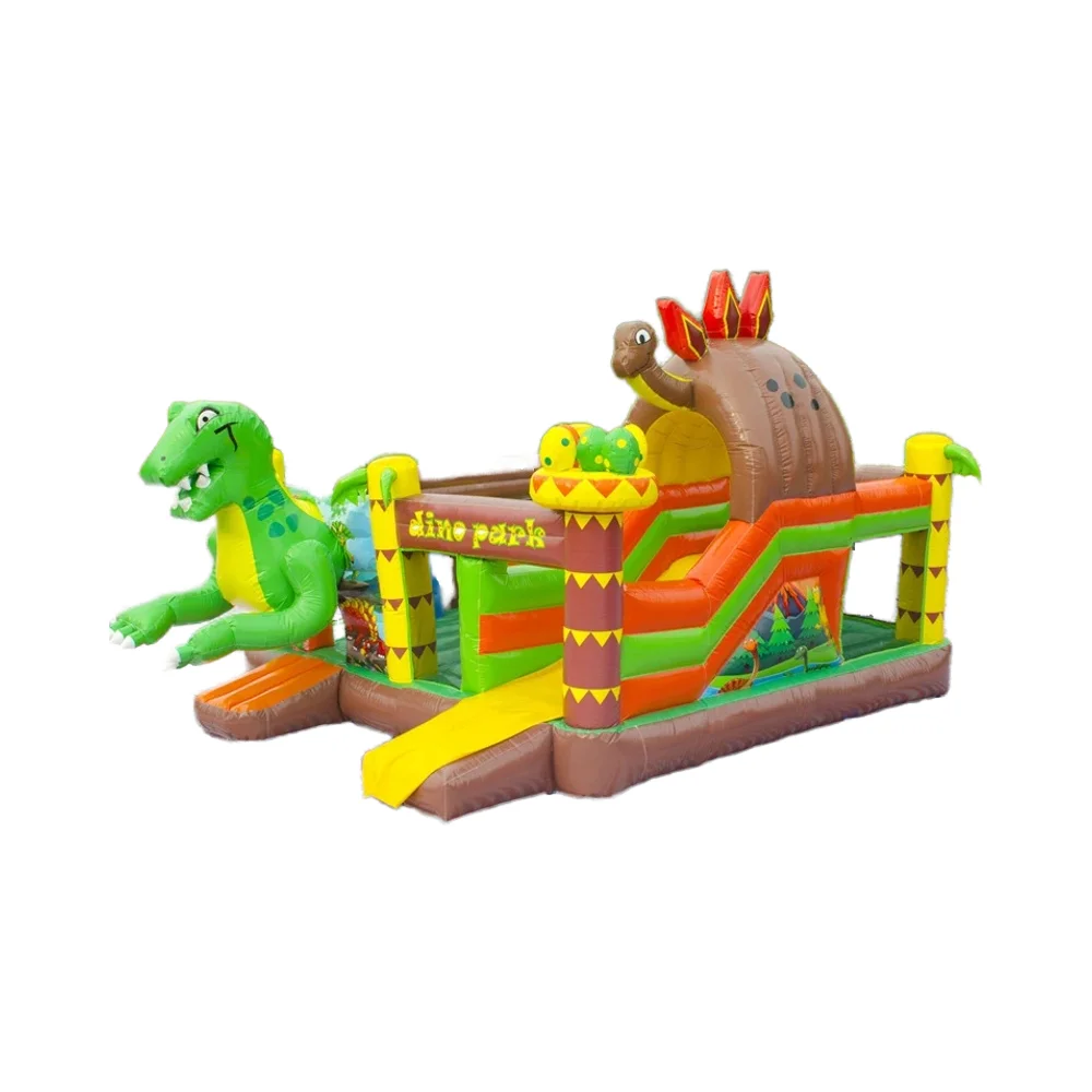 Fun Dinosaur Turtle Theme PVC Inflatable Castle Slide Bounce House Customizable Size Color 20 Persons Capacity Easy Setup