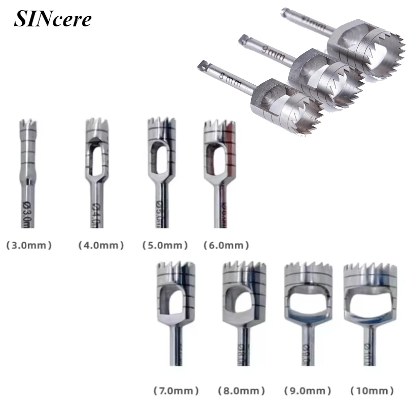 1pc Dental Implant Trephine Bur Tissue Punch Saw Bone Trephines Drills Stainless Steel Dentistry Surgical Planting Tools