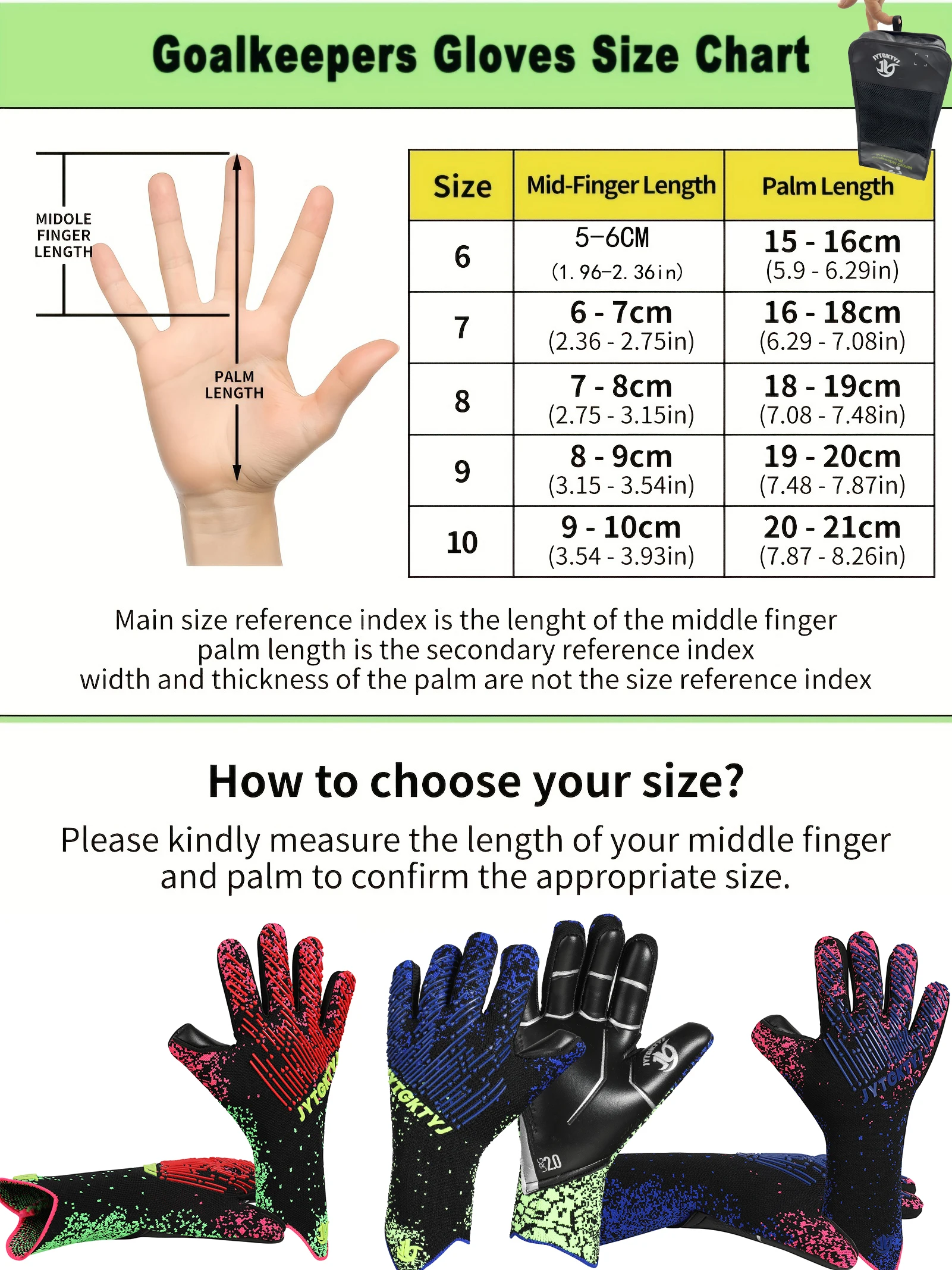 Soccer Goalie Gloves Youth Adults, Breathable Goalkeeper Goalie Gloves, Strong Grip for Professional Football Training