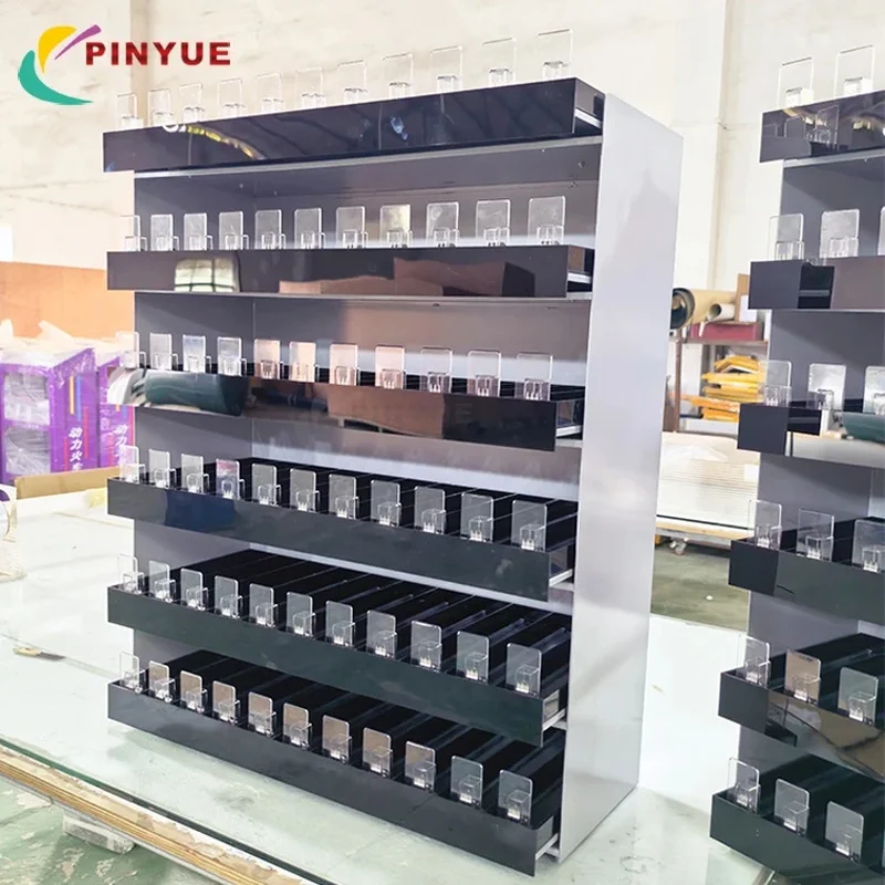 custom.Custom Modern Floor-Standing Metal Frame Display Cabinet LED Lighting Adjustable Height Auto Pusher