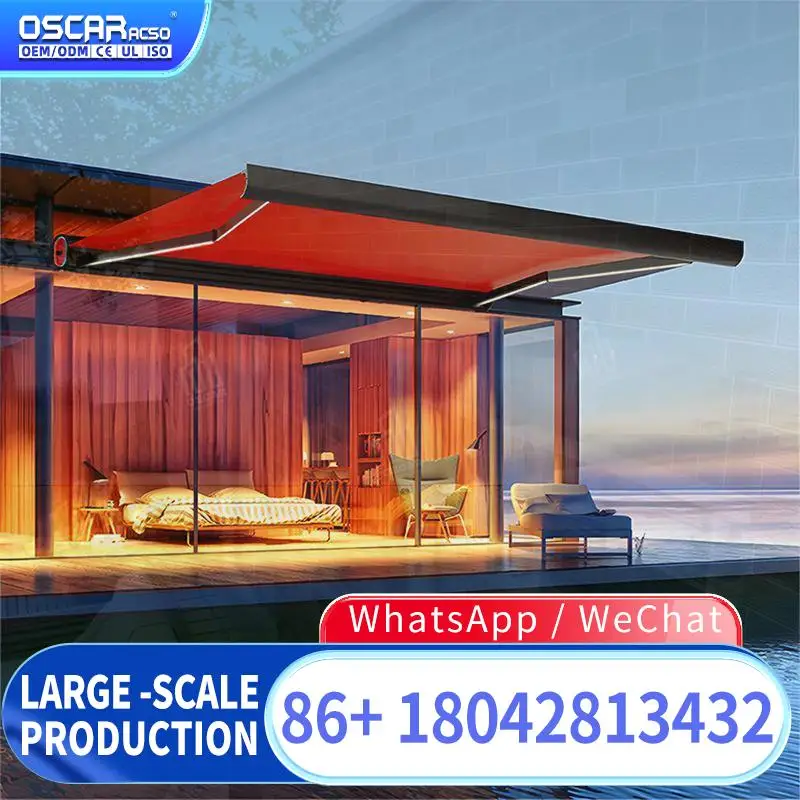 Outdoor Retractable Wireless Remote controlled Motorized Sunshade Electric Folding Awnings for Patio Backyard Deck Sun Protectio