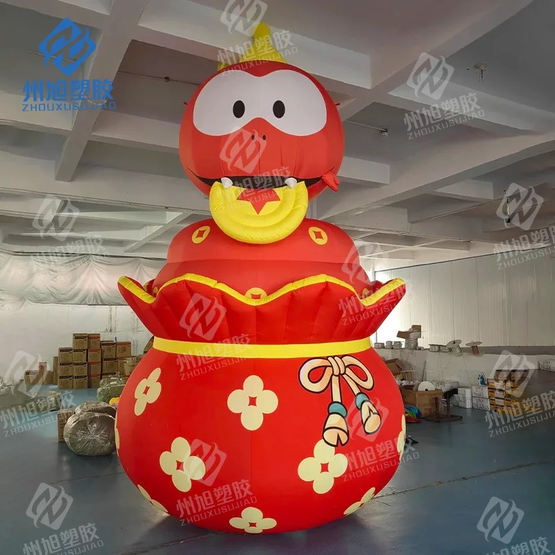 

Chinese lucky inflatable snake gold coin snakes crown hat red cartoon animal shop store advertising activity decoration