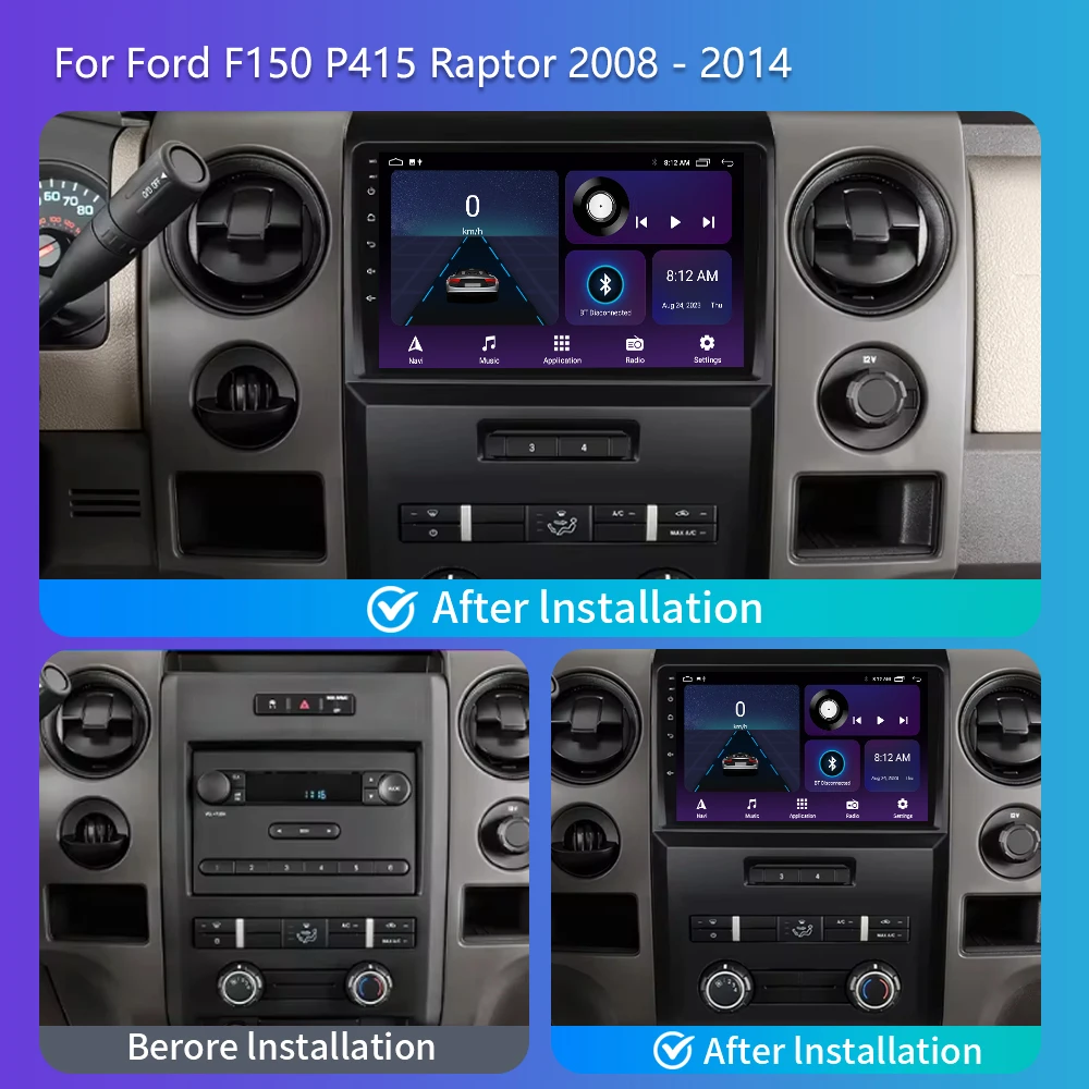 2 Din Android Car Radio Multimedia Carplay Stereo Receive For Ford F150 P415 Raptor AT MT 2008-2014 GPS Autoradio Head Unit QLED