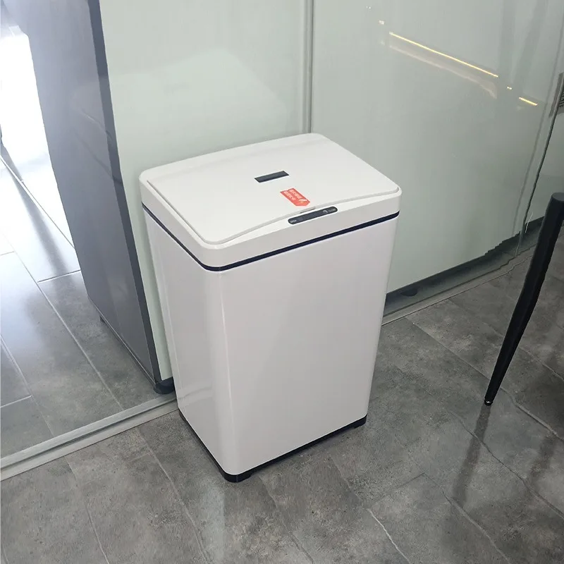 Cross-border 50L intelligent induction trash can square stainless steel factory kitchen