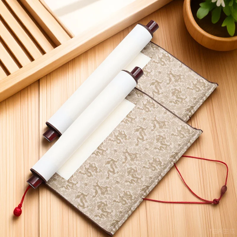 

2Pcs Chinese Painting Scroll Blank Calligraphy Paper Durable Scroll Paper for Brush Painting Calligraphy Gift