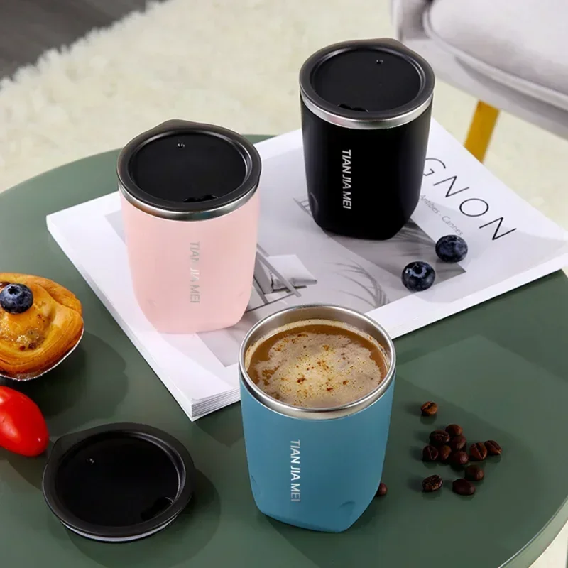 300ml Thermos Cup Men's and Women's Exquisite Portable Cup 304 Stainless Steel Simple Water Cup Office and Home Milk Coffee Cup