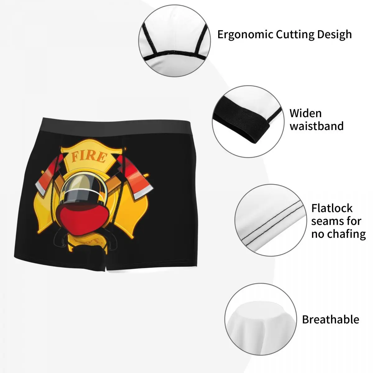 firefighter Fire Department Badge Mencosy Boxer Briefs Underpants Highly Breathable High Quality Birthday Gifts