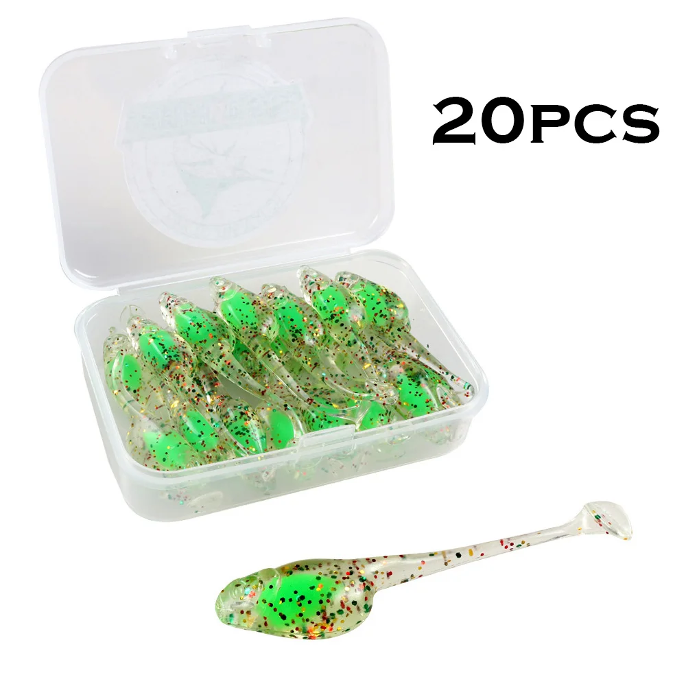 JOHNCOO 5 cm 0,8 g T Paddle Tail Shad Ajing Angelköder Rockfish Gummi Weicher Köder Künstlicher Köder Bass Silikon Fisch Forellenköder