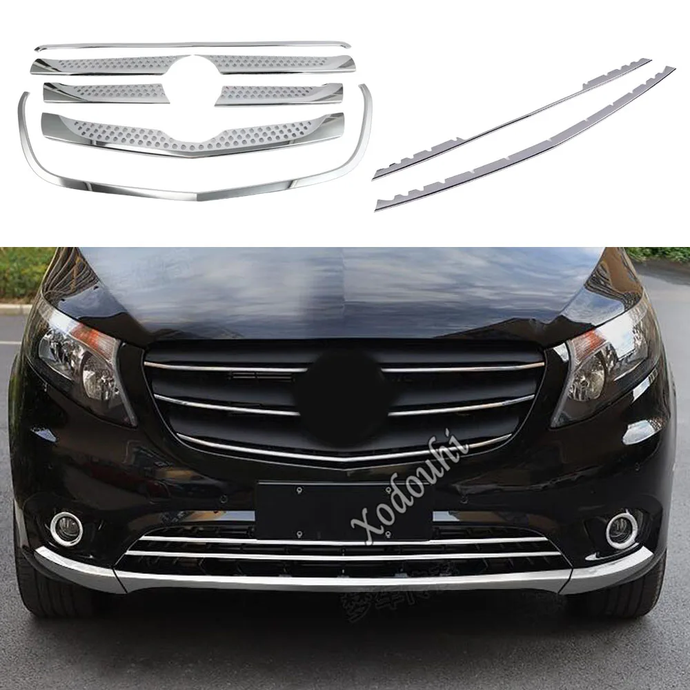 Car Front Center Grille Grill Frame Cover Trim For Benz Vito W447 2016 2017 2018 2019 2020 2021 2022 Auto Exterior Accessories