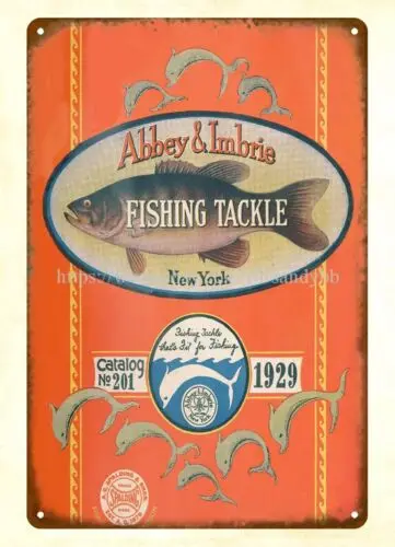 wall prints online 1929 Abbey Imbrie New York Fishing Tackle metal tin sign