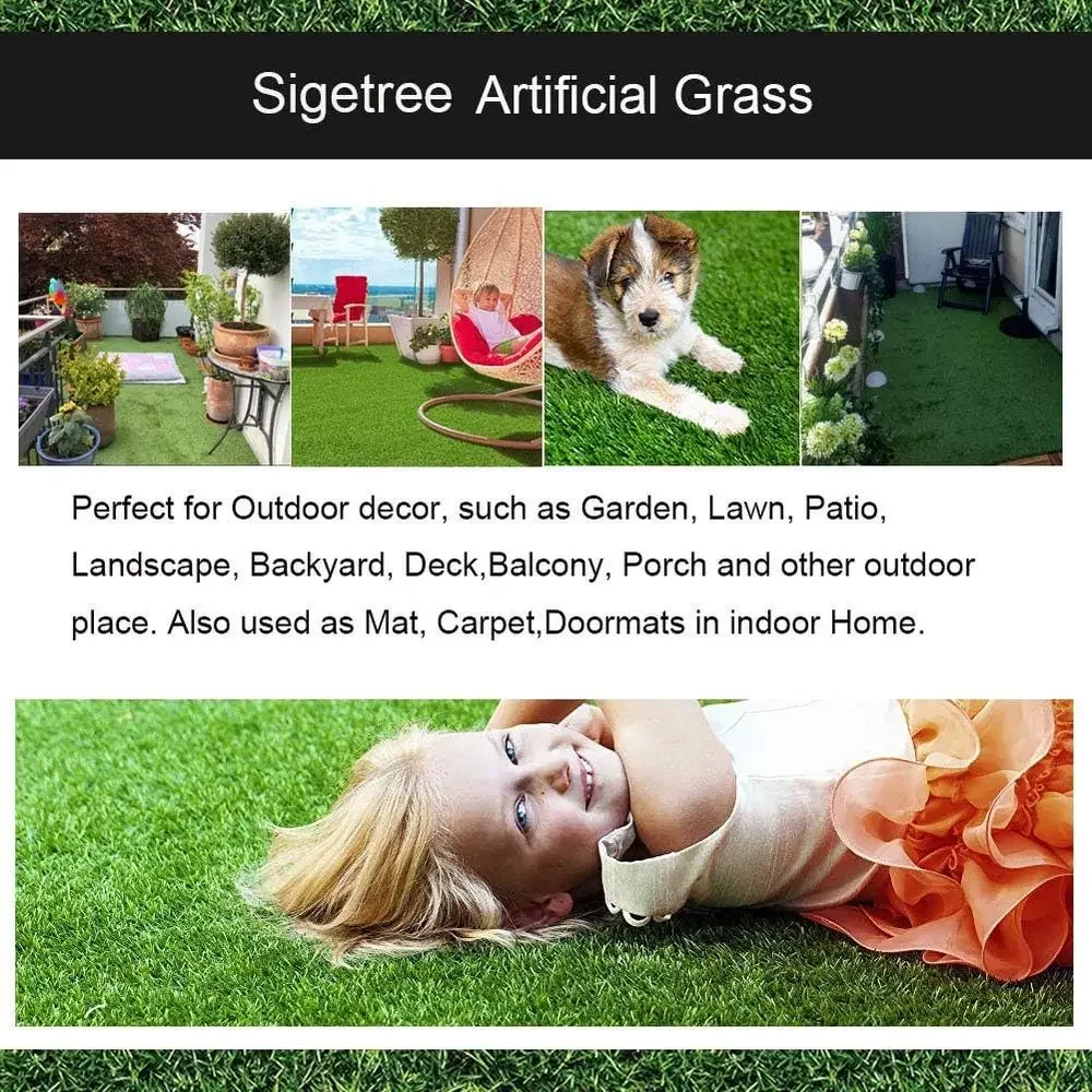 20mm Thick Artificial Grass Turf, Synthetic Lawn for Pets, Suitable for Indoor & Outdoor Use (7ft x 13ft, 91 Square Ft)