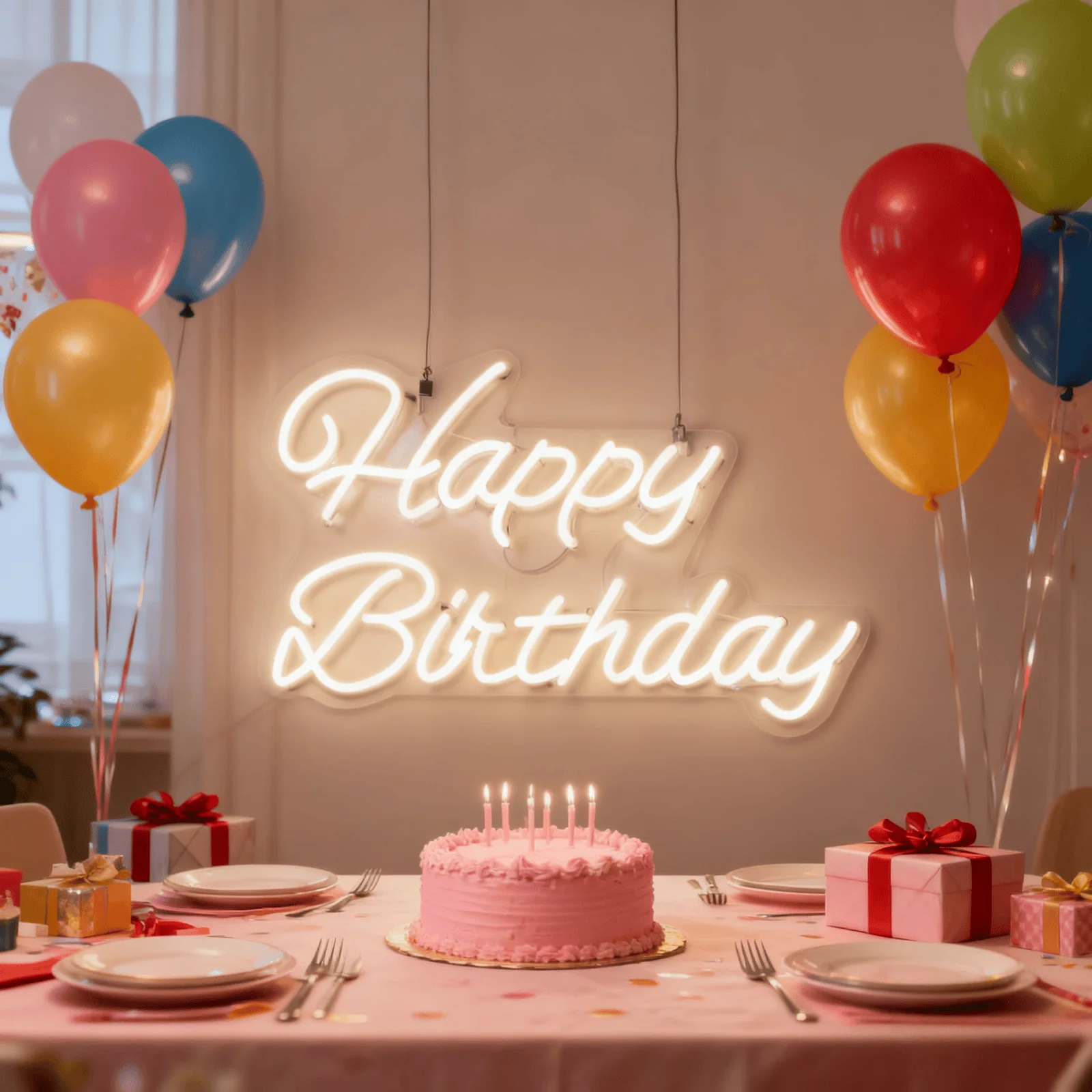Happy Birthday Neon Light Neon Sign for Bedroom Living Room Party Wall Art Backdrop Decor Lamp Sign USB Powered Neon Sign light