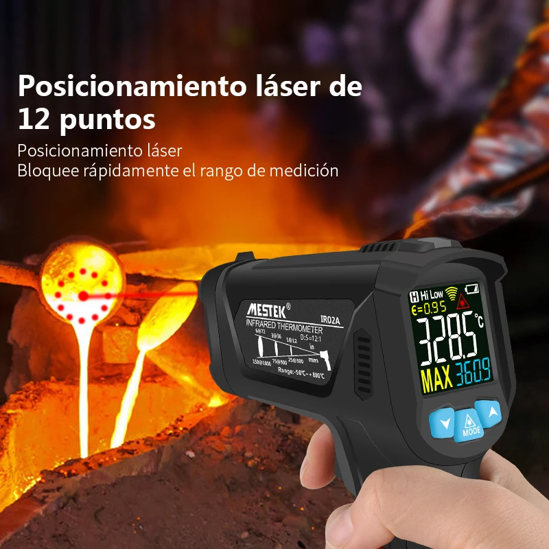 Imagem -05 - Digital Termômetro Infravermelho Colorido Tela Lcd Digital Termômetro Industrial Handheld Medidor de Temperatura sem Contato 50800 ° c