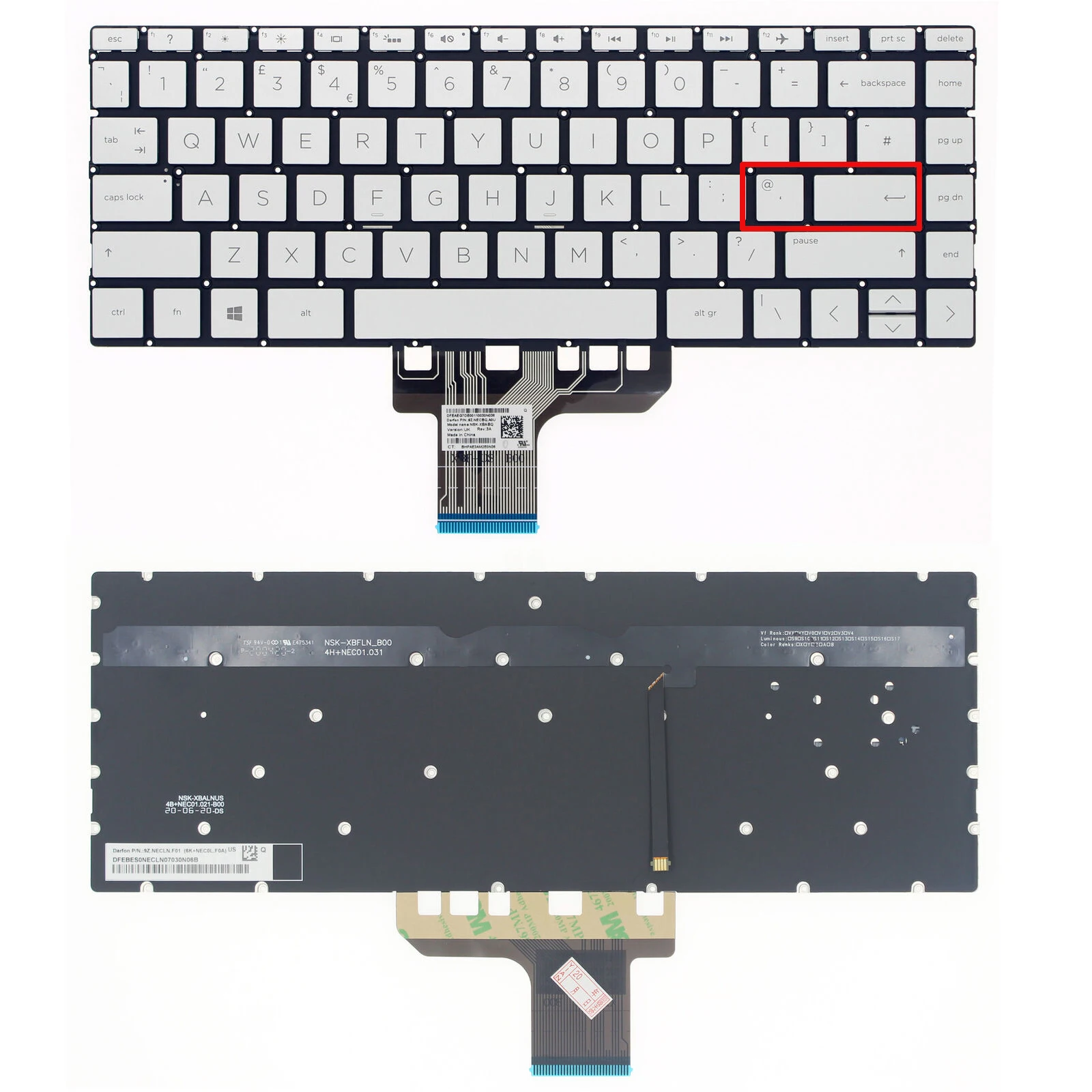 

UK Backlit Keyboard For HP ENVY 13-ah0000 13-ah1000 13-aq0000 13-aq1000 Silver