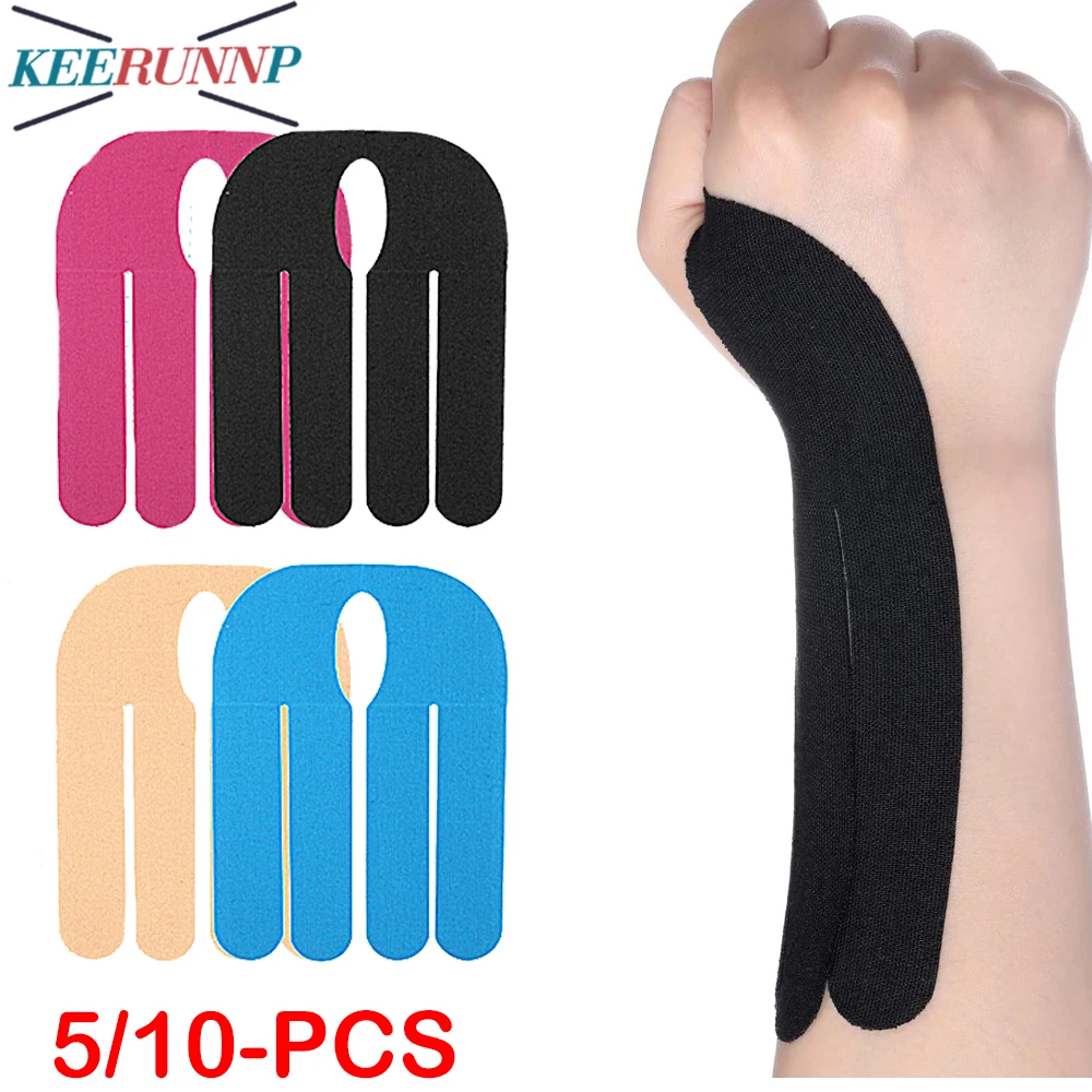 【5/10PCS] Precut Wrist Tape - Sports Support for Baseball,Bowling & Tendon - Carpal Tunnel & Therapy Tape (Elastic,Latex-Free)