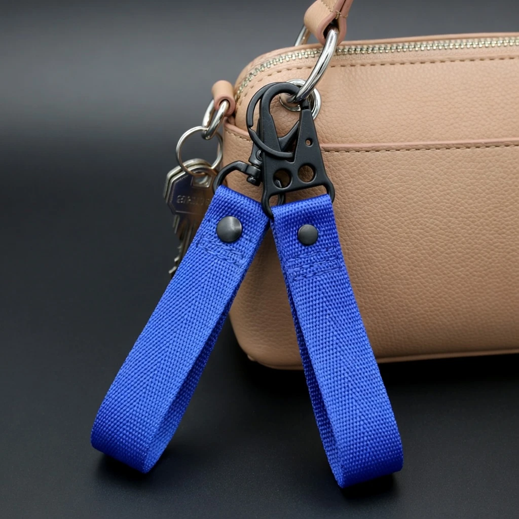 

Creative Solid Color Personalized Customized Keychain Motorcycle Key Pendant Eagle Beak Buckle Ribbon for Both Men and Women