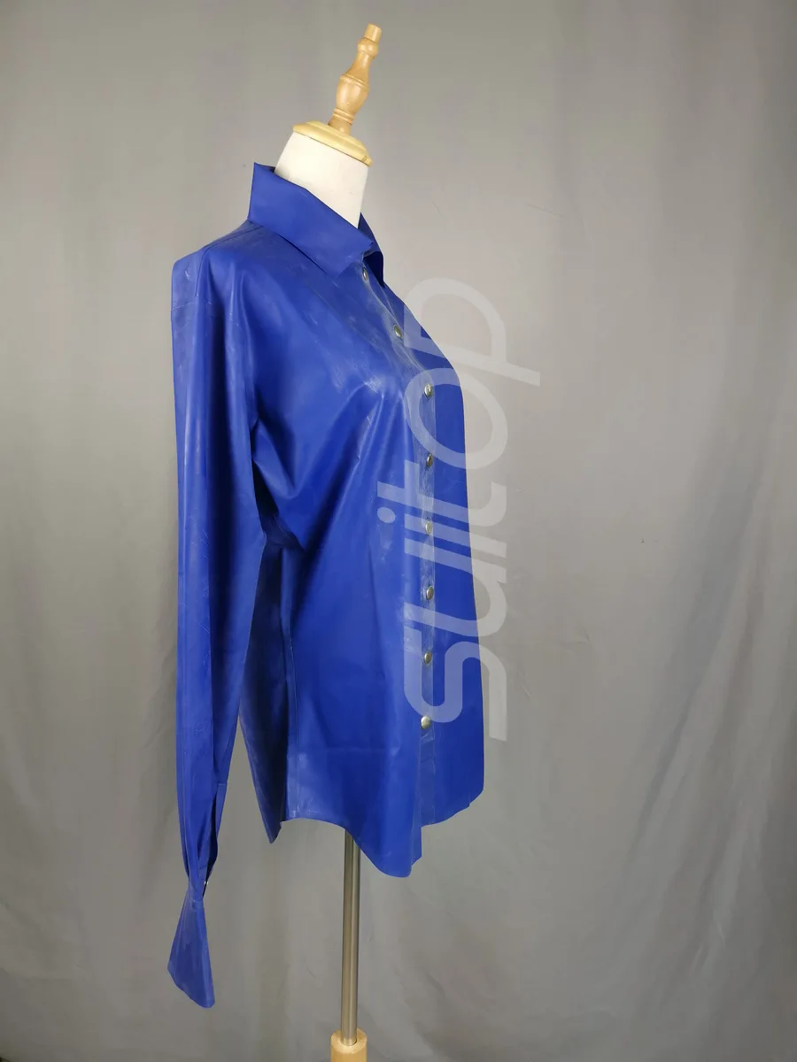 Women's latex blouse in blue