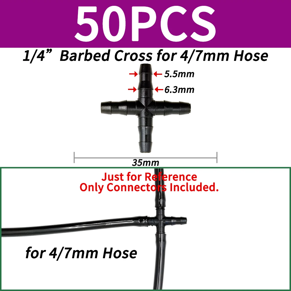 Oasis 3/5 4/7mm Hose Garden Irrigation Connectors Barbed Single Double Tee Elbow Drip Arrow Cross Coupling Watering Fitting