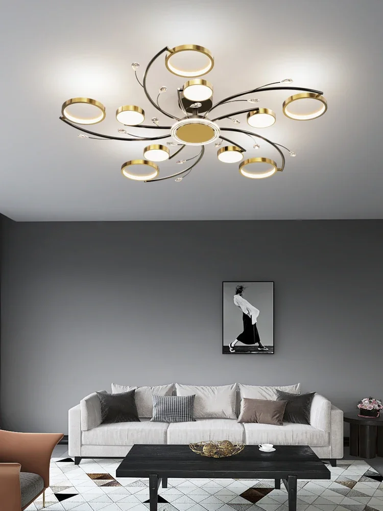 Imagem -06 - Modern Led Chandelier For Living Room Ouro Alumínio Luxo Luzes Pingente Quarto Sala de Estudo Cristal Lâmpadas Decorativas Decoração k9