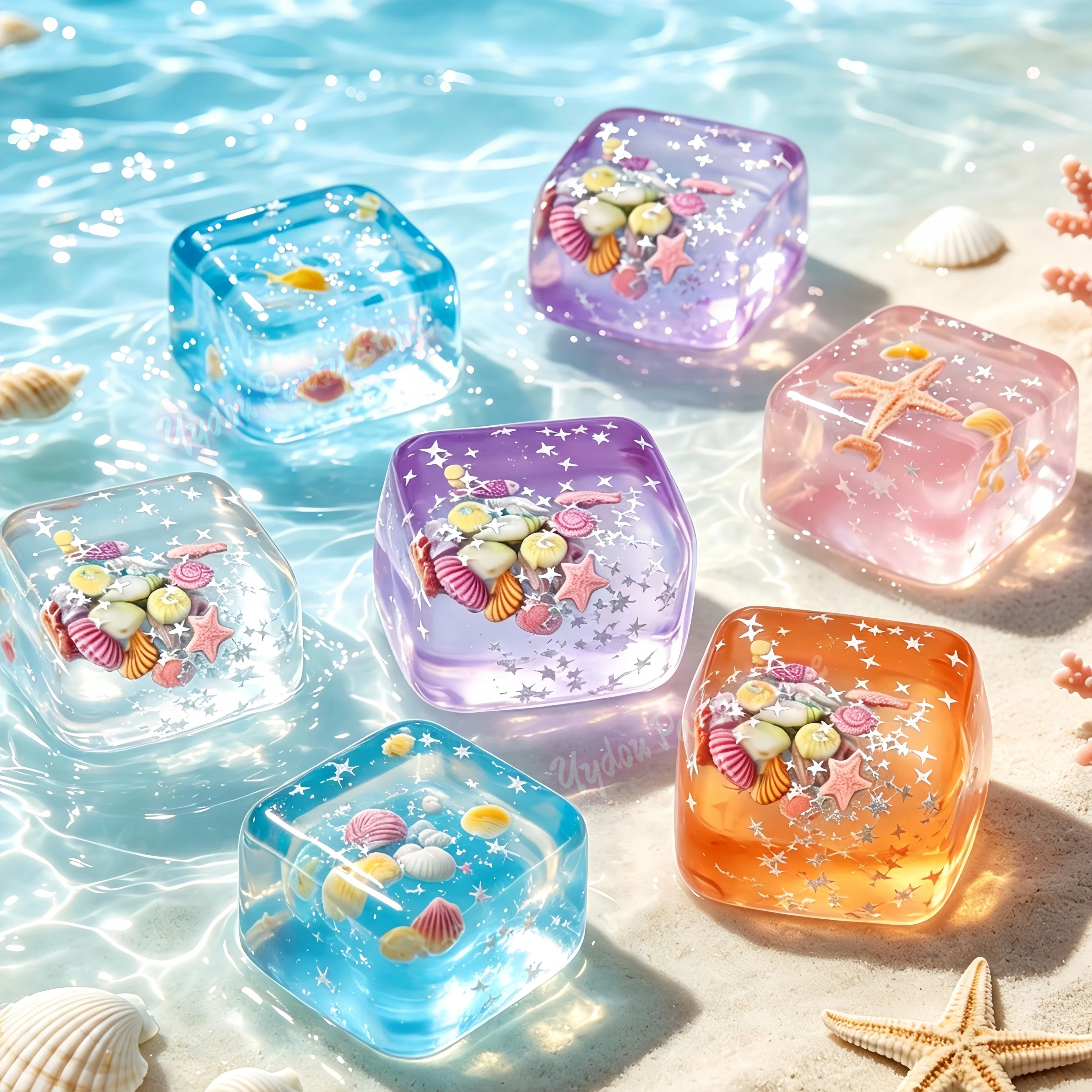 Ocean Series Soft Squishy Textured Ice Cube Malt ASMR Slow Rebound Decompression Toy For Adult Daily Mood Relax Stress Relief