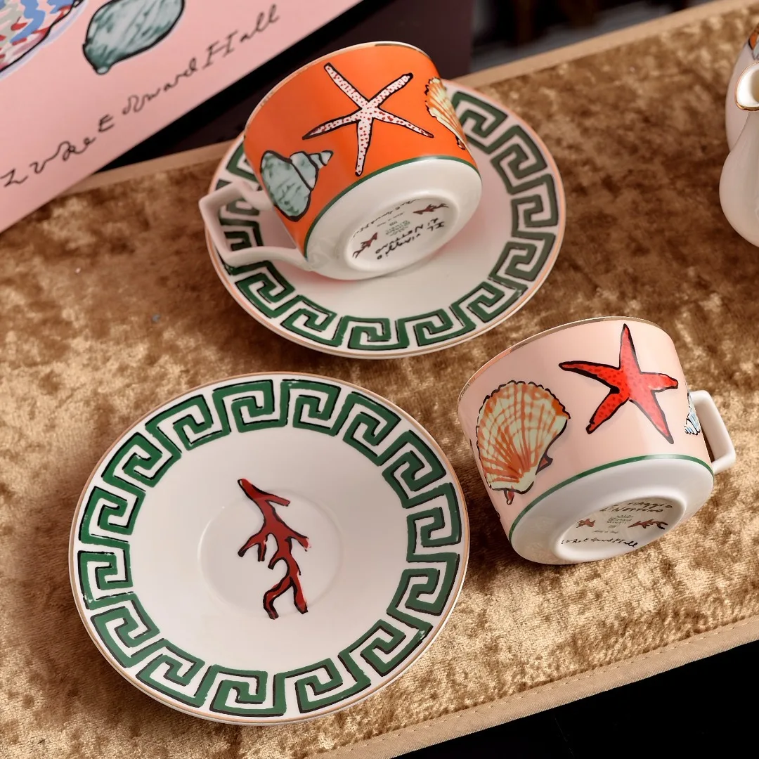 

Итальянский чайный сервиз «Путешествие Нептуна» 1735 года, кофейная чашка, чайник, керамическая посуда, подарочная коллекция, кофейная кружка