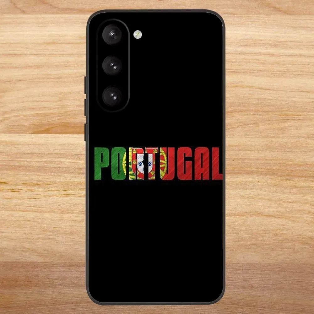 Portugal Flag Portuguese Country Phone Case for SamsungS24,S23,S22,S21,S20 Ultra Pro S10,S30Plus,20 Ultra Black Cover