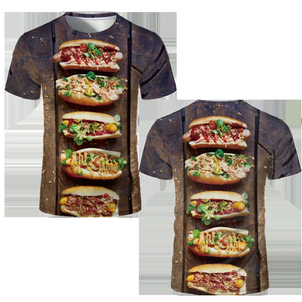 Funny Food Hamburger Pizza 3D Print T-shirt Men Women New Streetwear O-Neck T Shirts Oversized Harajuku Tees Tops Kids Clothing