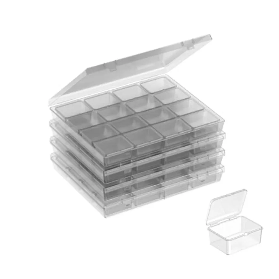 

Органайзер для бусин - прозрачный пластиковый контейнер для рукоделия и хранения с 64 отделениями и надежной откидной крышкой для ювелирных украшений, подвесок и страз