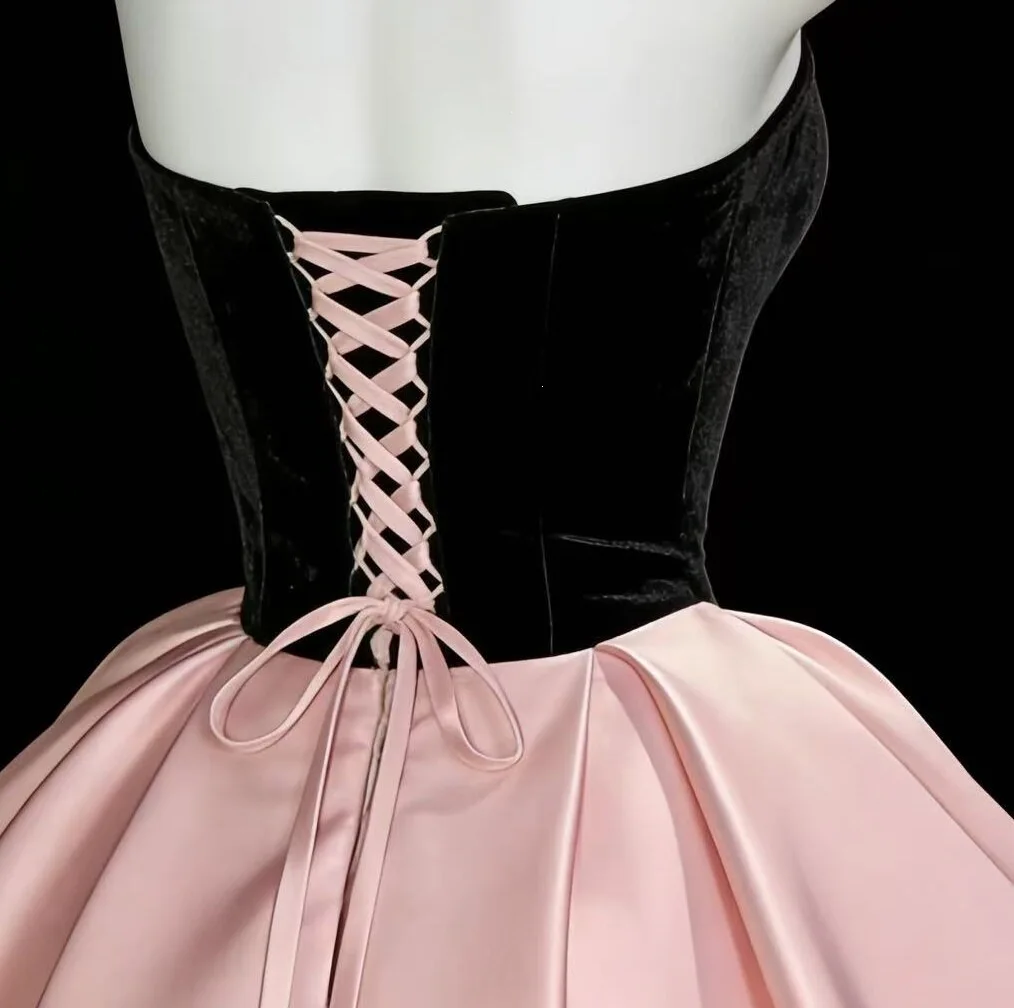 Black Velvet 2026 New Elegant Evening Dresses Collision Color Satin Strapless Princess Prom Gowns Plus Sizes Plus Sizes Vestido