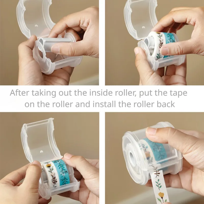 1PC Transparent Plastic Washi Tape Dispenser Self-adhesive Tape Cutter Storage Box Office Accessories