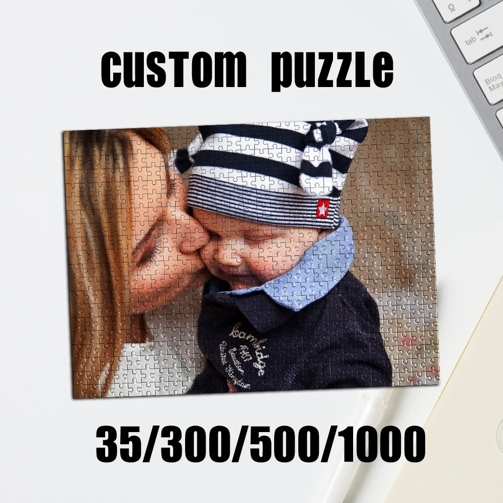 35/300/500/1000pcs Personalized Custom Photo Puzzle Family Photo Father's Day Back To School Halloween Christmas New Year
