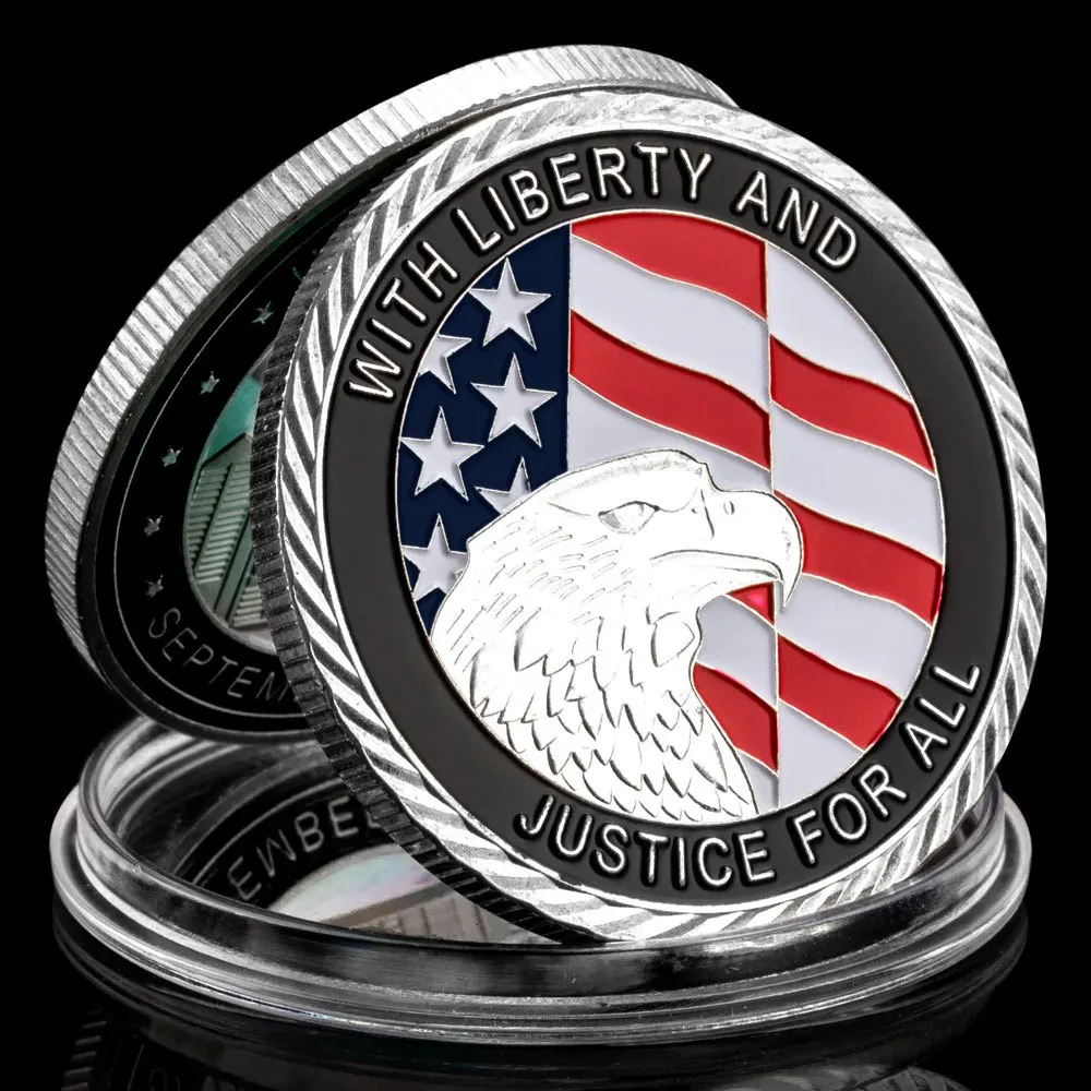 September 11.2001 World Trade Center Souvenir Silver Plated Coin United We Stand Collectible Commemorative Coin Challenge Coin