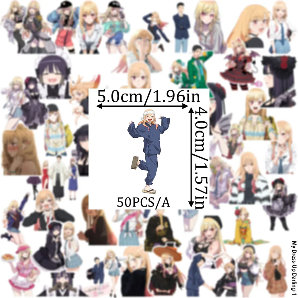 50PCS Dressing Puppe Fallen In Love Cartoon Anime Loli Schönheit Notebook Telefon Fall Dekorative Aufkleber