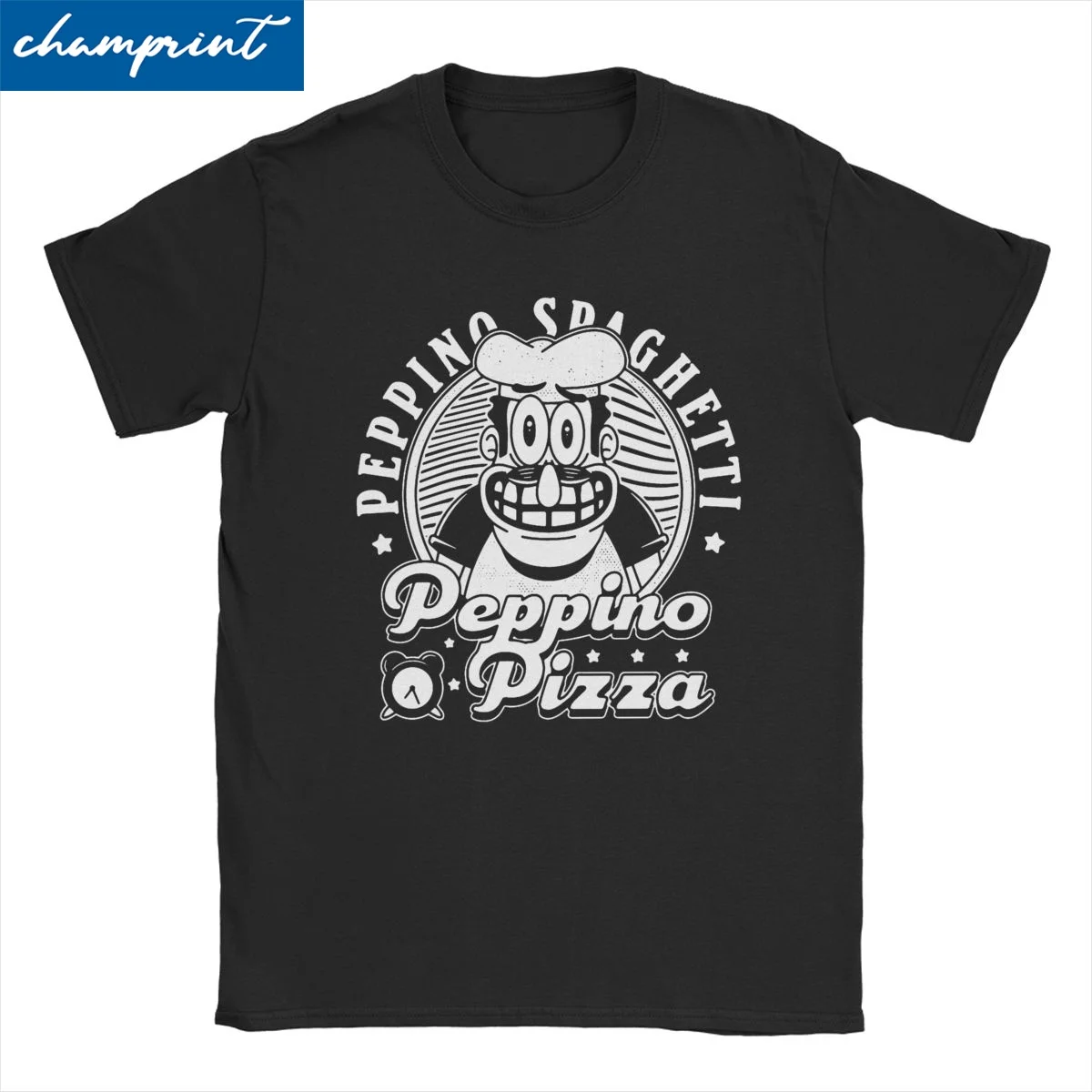 Men Women T-Shirt Peppino Pizza Crest Funny Game Humorous Cotton Tee Shirt Short Sleeve Pizza Tower T Shirt Crewneck Tops Gift