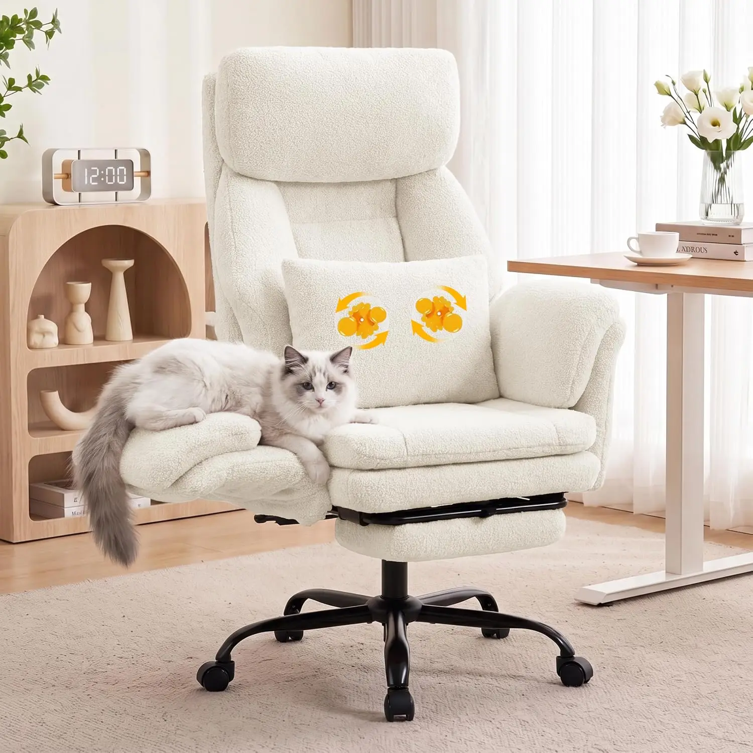 Massage Executive Office Chair,3D Kneading Roller&Flip Arm