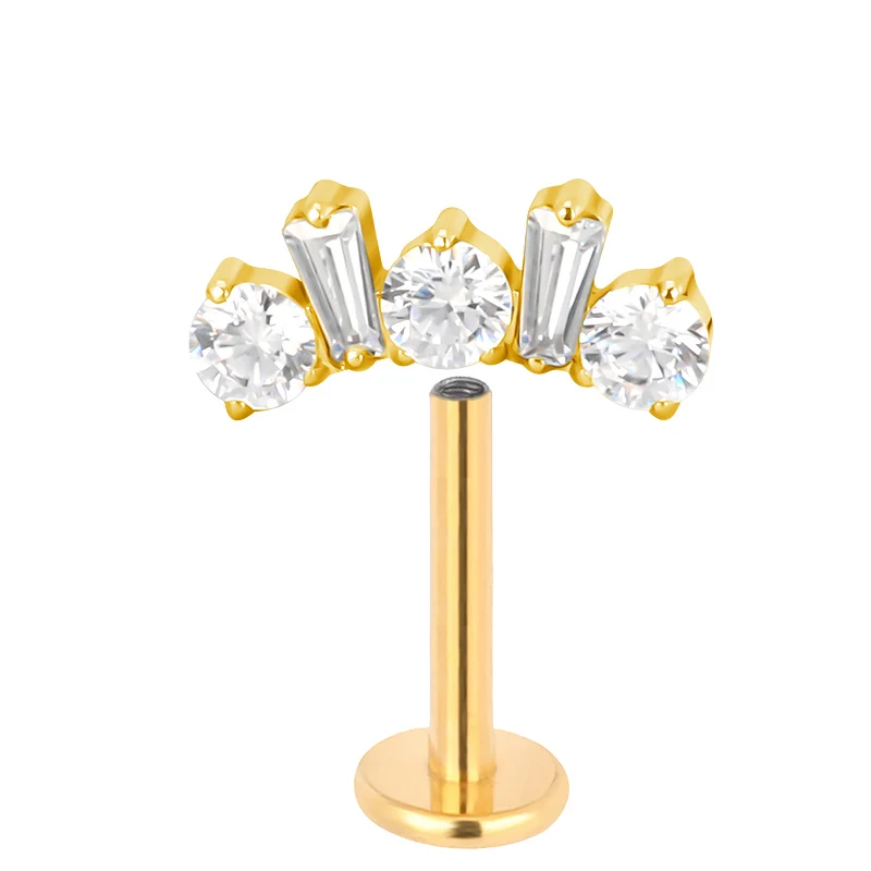 Titanium Ear Studs Earrings with CZ Paved Top