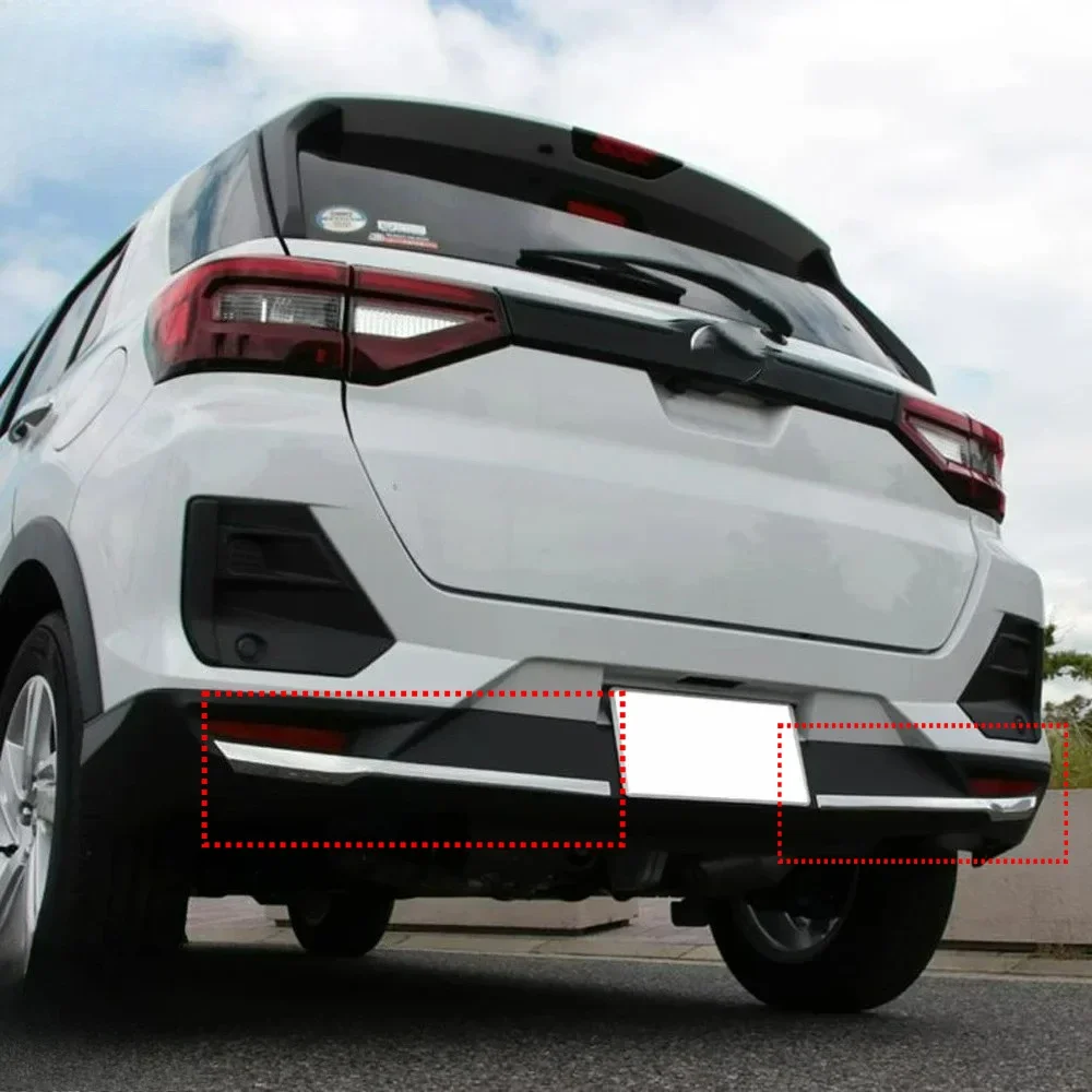 For Toyota Raize 2020 2021 2022 2023 2024 2025 Chrome Car Rear Bottom Bumper Cover Trim Rear Trunk Molding Strip Accessories