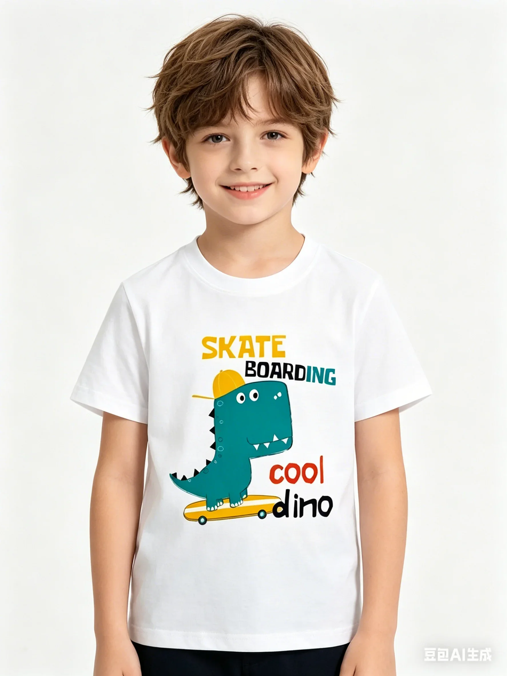 Cute Dinosaur Short-Sleeved Modal T-Shirts Kids Baby Brother Outfits Boys And Girls Clothing Comfortable Breathable Fashionable