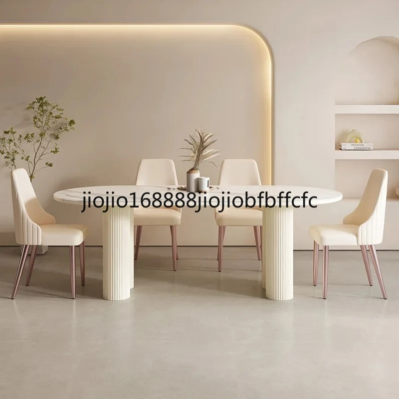 Suitable for French cream style slate dining table, small apartment oval dining table