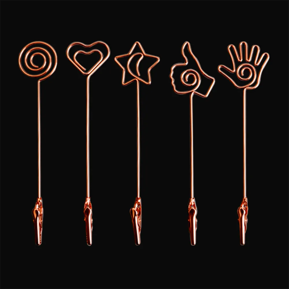 10Pcs Memo Holders Double End Rose Gold Clip Photo Display Table Number Holder Wedding Birthday Party Shower Office