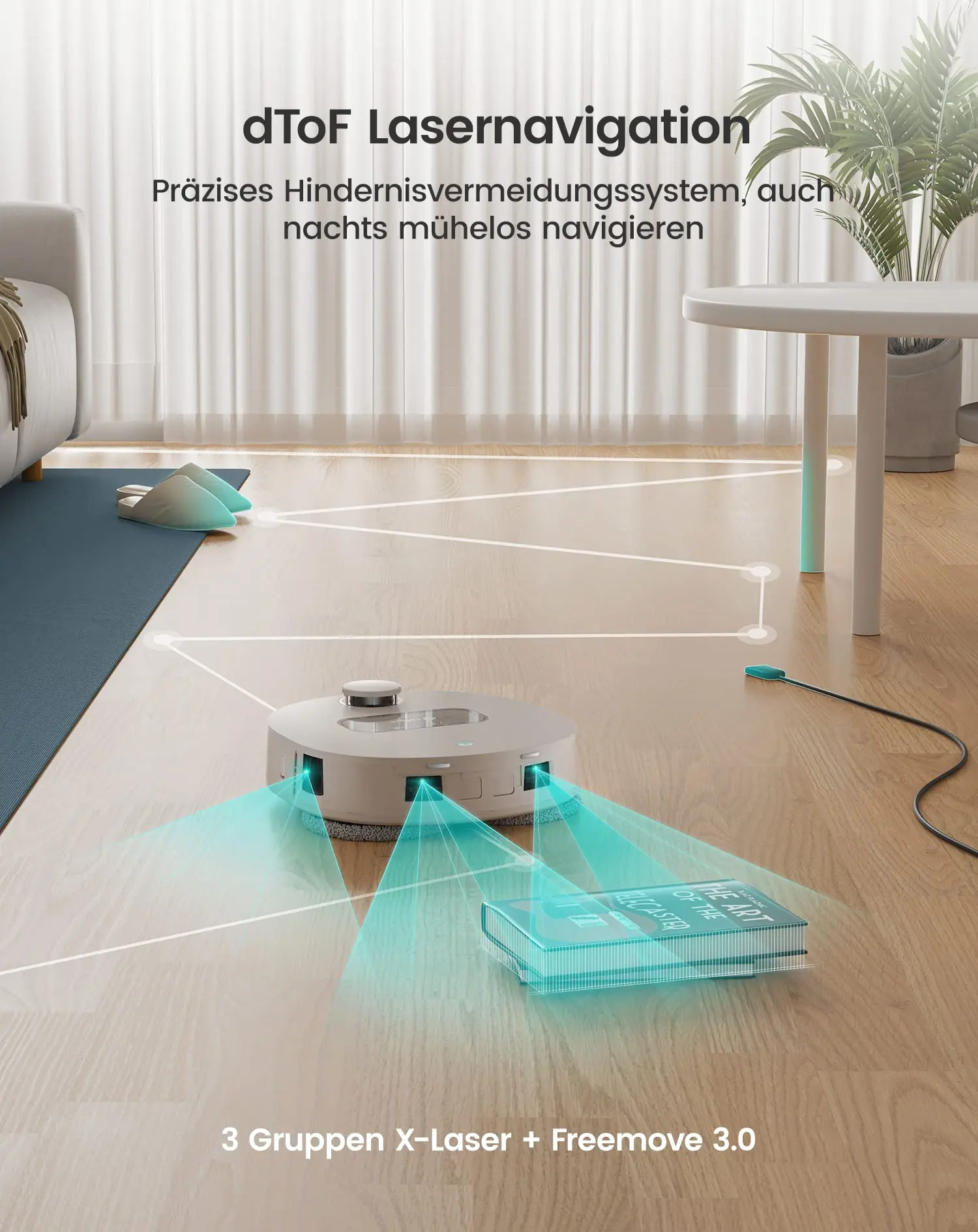 Robot Mop LEFANT T1 con dock autopulente, robot con funzione di pulizia, serbatoio dell\'acqua da 5 litri, navigazione laser dToF, rilevamento tappeti