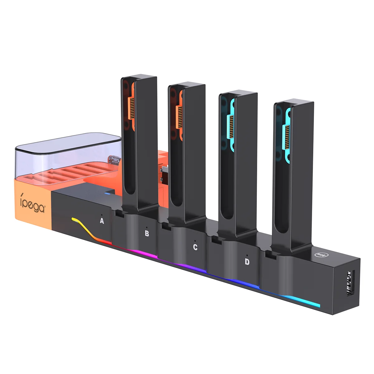قاعدة شحن PG-SW2061 للتبديل 2 قاعدة أصلية - NS 1/2 Joy-Con (8 فتحات)، RGB، تصميم بايثون، 6 فتحات للعبة