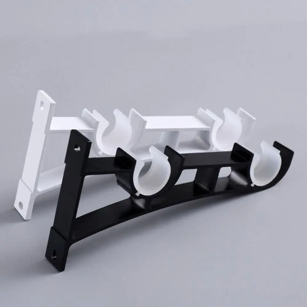 2 Pcs Matte Black Double Curtain Rod Holders Durable Adjustable Aluminum Alloy Curtains Holders With Screw Double Stand Hook