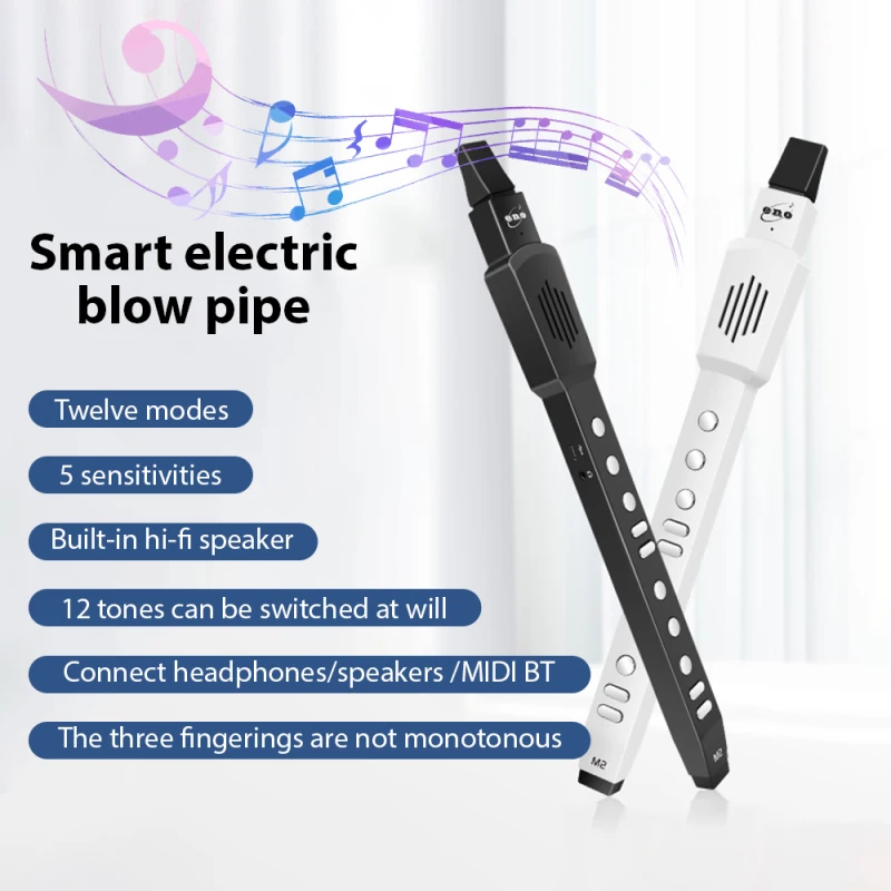 ENO Electric Flute Saxophone Portable Automatic Vibration Digital Wind Instrument Set with Removable Mouthpiece Type-C Chargeabl